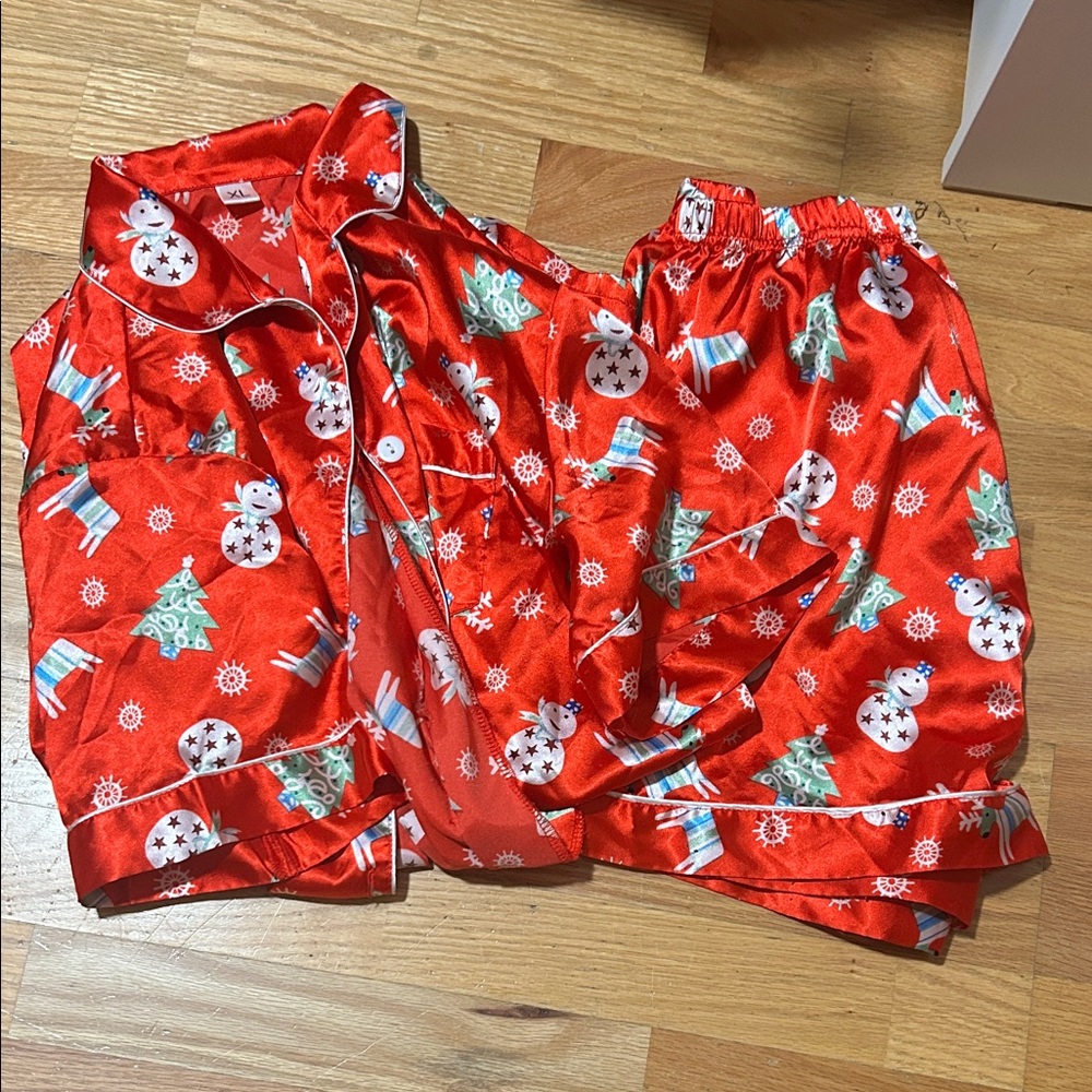 Festive Red Pajamas with Snowman Print